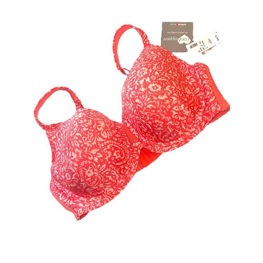 Avène Body 42DD Good Support Underwire Bra Coral Floral Mesh Side NWT Plus Size